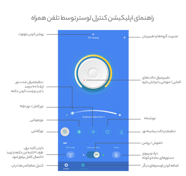 راهنمای اپلیکیشن ریموت لوستر smd