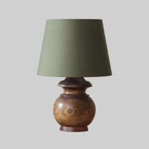 آباژور رومیزی چوبی پایه گلدانی شید پارچه