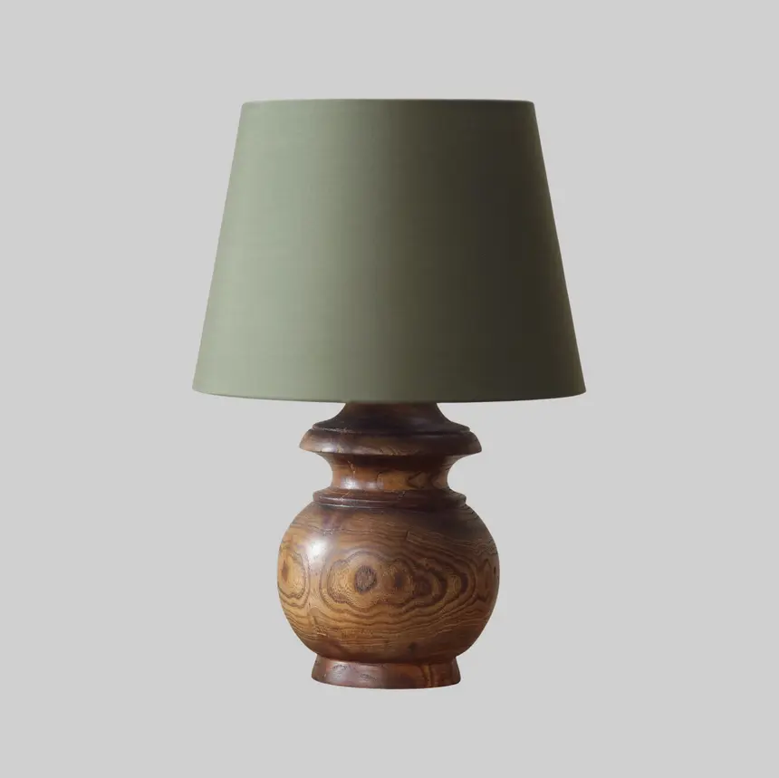 آباژور رومیزی  چوبی پایه گلدانی شید پارچه کد ED2030