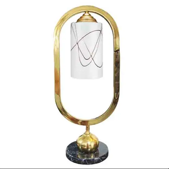 آباژور رومیزی فلزی پایه سنگی شید معکوس